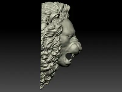 Lion Head Relief  3D Print Model 3D print model
