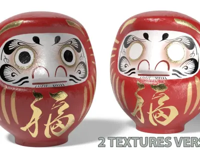 Daruma japanese doll Low-poly 3D model