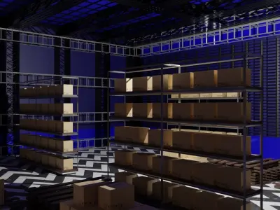 Warehouse Interior Low-poly 3D model