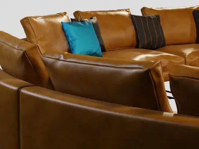 Add Look Round Luxury Designer Leather Sofa 3D model