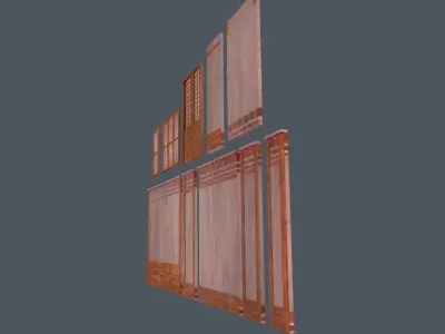 Modular wall Collection0001-B  Low-poly 3D model