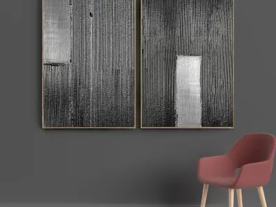 Plaster Two Photo Frame 02 Low-poly 3D model