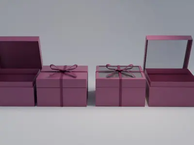 Gift Box Square shape with Ribbon Low-poly 3D model