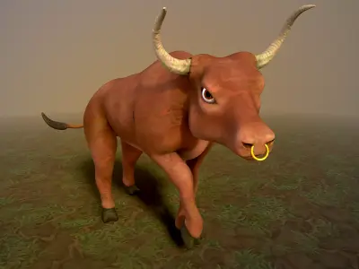 cartoon bull Low-poly 3D model