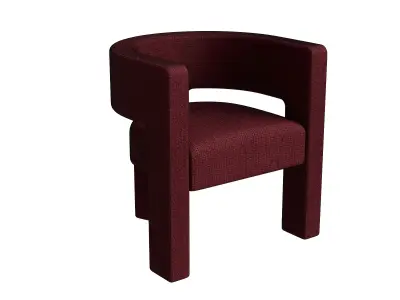 Dark Red Velvet Carve Chair 3D model