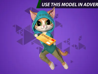 Cat Archer 002 Low-poly 3D model