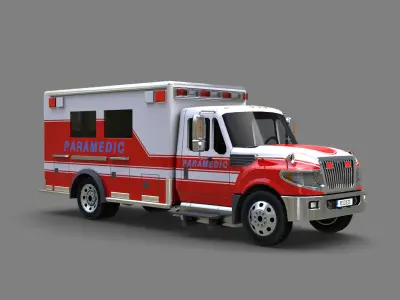 Ambulance truck Low-poly 3D model