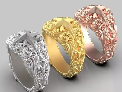 star ring Silver Gold  Print 3D print model
