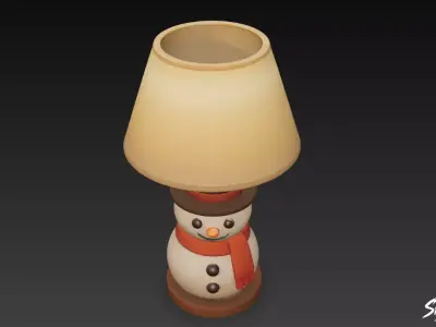 Snowman Table Lamp Low-poly 3D model
