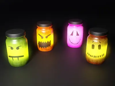 Light jar bulbs low poly 3d model  Low-poly 3D model