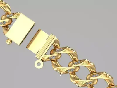cuban chain necklace gold silver 3D model