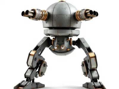 Futuristic Combat Robot model pack with multiple LODs Low-poly 3D model