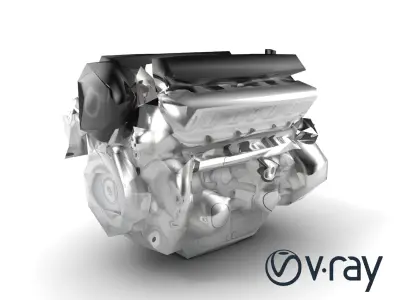 V8 Engine OHV Pushrod Architecture Model Pack Low-poly 3D model