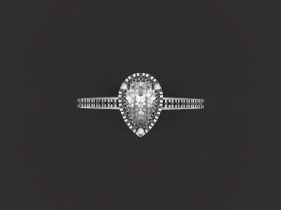  engagement ring with pear stone  3D print model