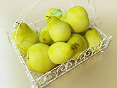Pears in Metal Basket 3D model