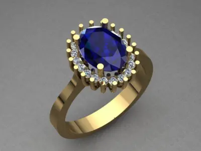 Sapphire Engagement Ring 3D print model