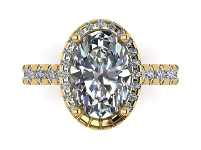 oval Halo oval ring with cathedral ring  rope shank  3D print model