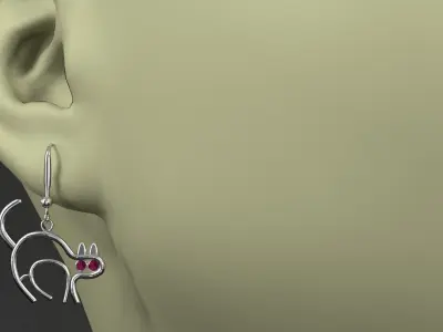 earrings cat earring 3D model