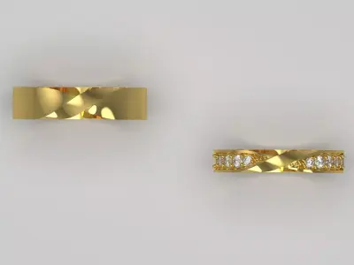 Wedding Rings Set STL 3DM 3D jewelry model cr0022 3D print model