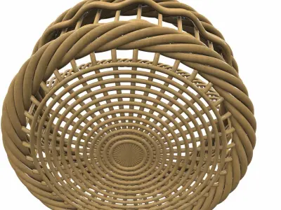 Wooden wicker basket 3 3D model