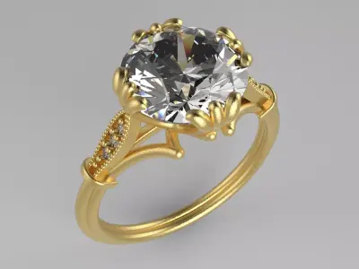 solitaire ring 3D print model 9