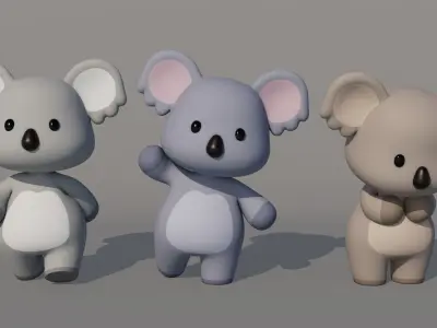 Rigged Cartoon Koala Low-poly 3D model