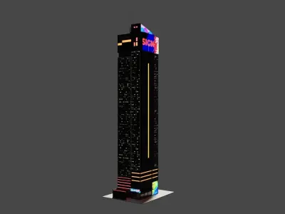 Cyberpunk Building  Low-poly 3D model