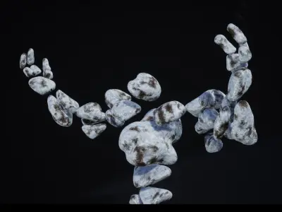 Stone elemental low-poly game engine ready 3D model Low-poly 3D model