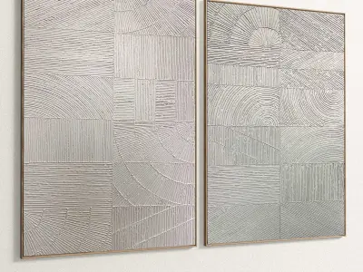 Plaster Two Photo Frame 242 Low-poly 3D model