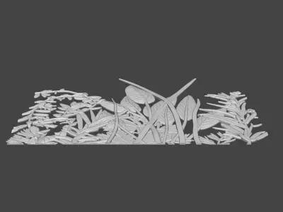 Botanical bas-relief decorative panel 3D print model