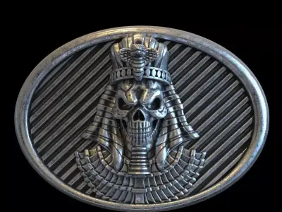 skull  belt buckle Egyptian vol1  and relief 3D print model