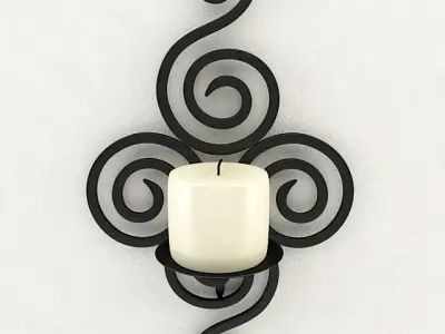 Wallmounted Iron Candle Holder 3D model