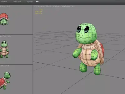 Cartoon baby sea turtle Low-poly 3D model