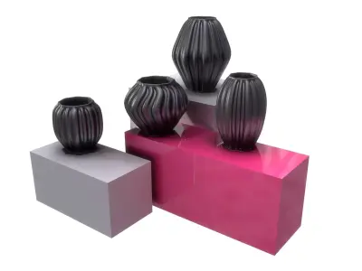 Black Modern Decor Vase COLLECTION 3D model