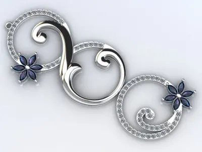 flora pendant  with marquise flower 3D print model