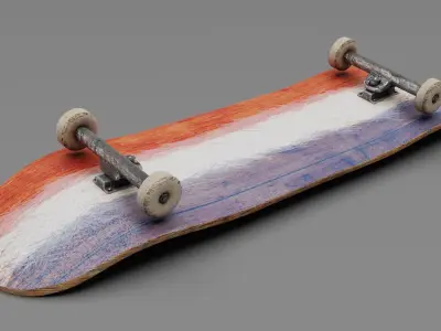 Post Apocalyptic Old Skate Low Poly PBR - Blender Native Asset Low-poly 3D model