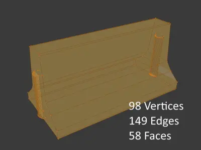 Concrete Road Block Sample  Free low-poly 3D model