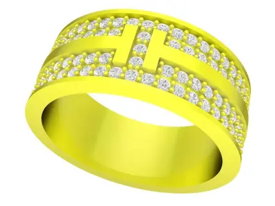 Luxury Multi Row Pave Diamond Ring for Men 4335 3D print model