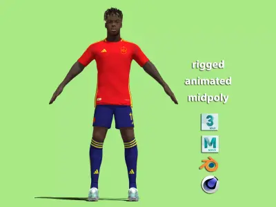 T-Pose Rigged Nico Williams Spain Euro 2024 3D model