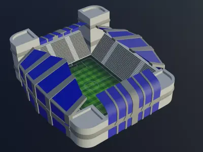 Football Stadium - Blue Low-poly 3D model