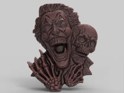 smile joker with skull cnc model 3D print model