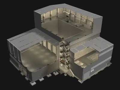 Industrial building in cutaway section 25i17 3D model