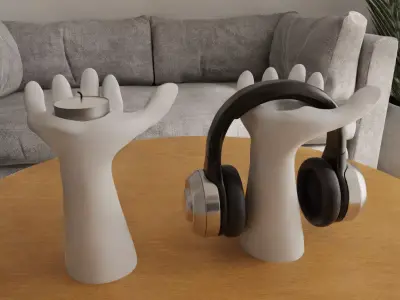 Hand Shaped 3D Holder STL File for Headphones Candles 3D print model