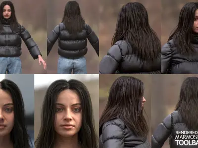 Woman Winter Outfit - Modular - Rigged Low-poly 3D model