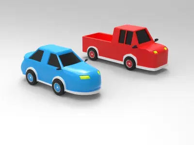 Cars-pickup truck and race car 3D print model
