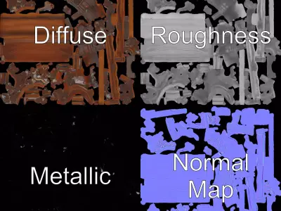 Ornate Wooden Bench model pack Low-poly 3D model