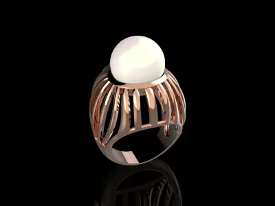 Fashion Ring With Pearl 3D Print Model 3D print model