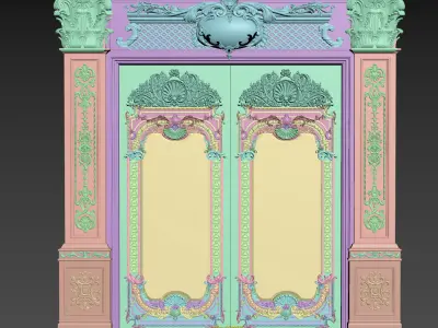 Royal style gold plated classic door G 3D model