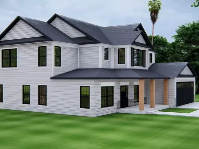 Modern American House Exterior Residential Architecture design 3D model