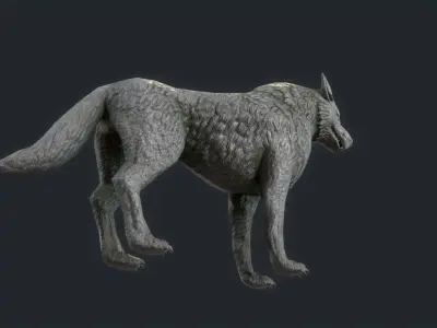  Wolf Statue Low-poly 3D model